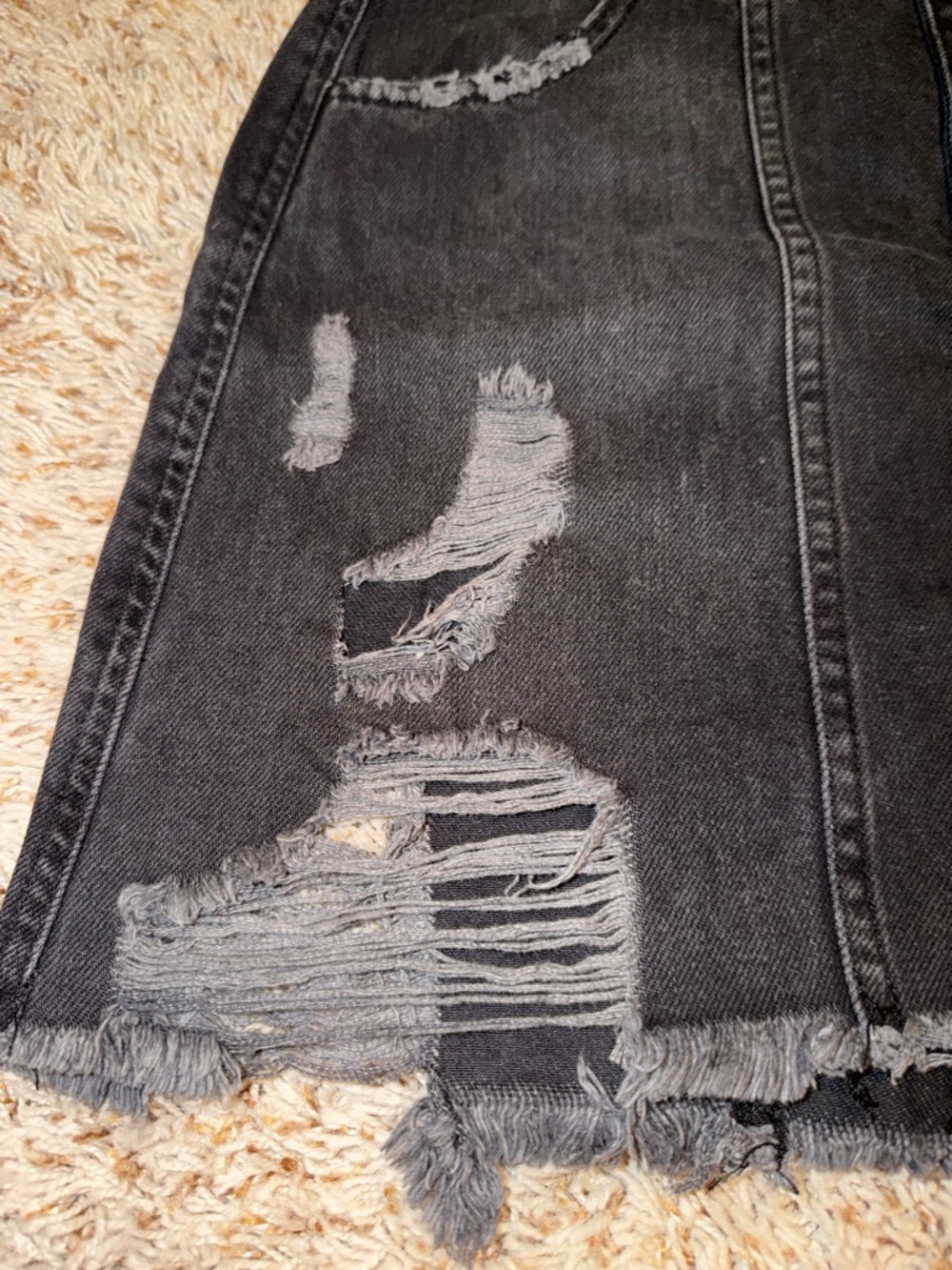 Free People Women Black Denim Button Up Skirt Size 6 - Picture 2 of 7